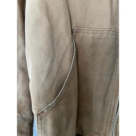 Carhartt Mens Full Zip‎ Hooded Jacket Sandstone Duck Active Work Coat - Picture 2 of 6